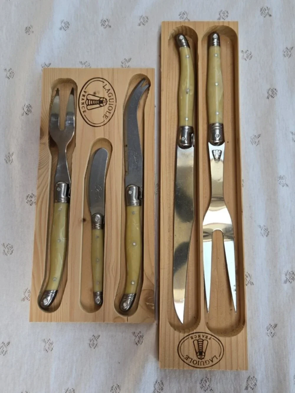 Laguiole France 6-Piece Carving & Serving Set in Cream Handles